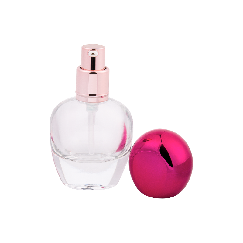 Sticlă de parfum de sticlă de 30 ml cu capac ABS roz metalic